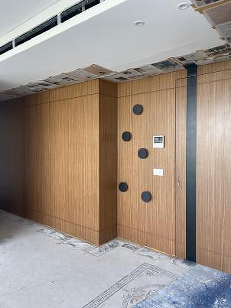 Classic teak double entrance door with black frame