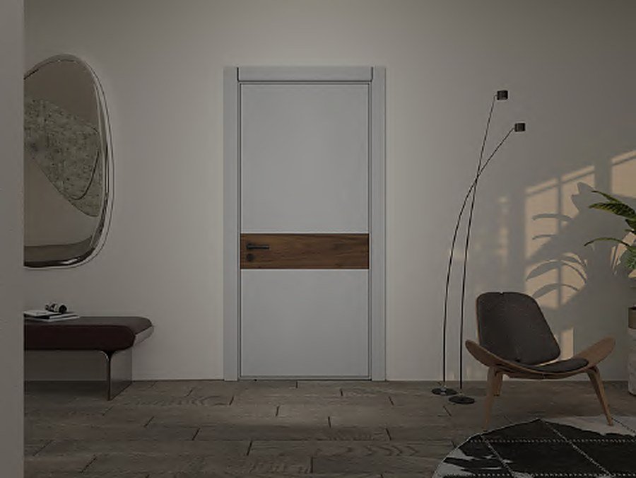 Oak door with clean vertical groove