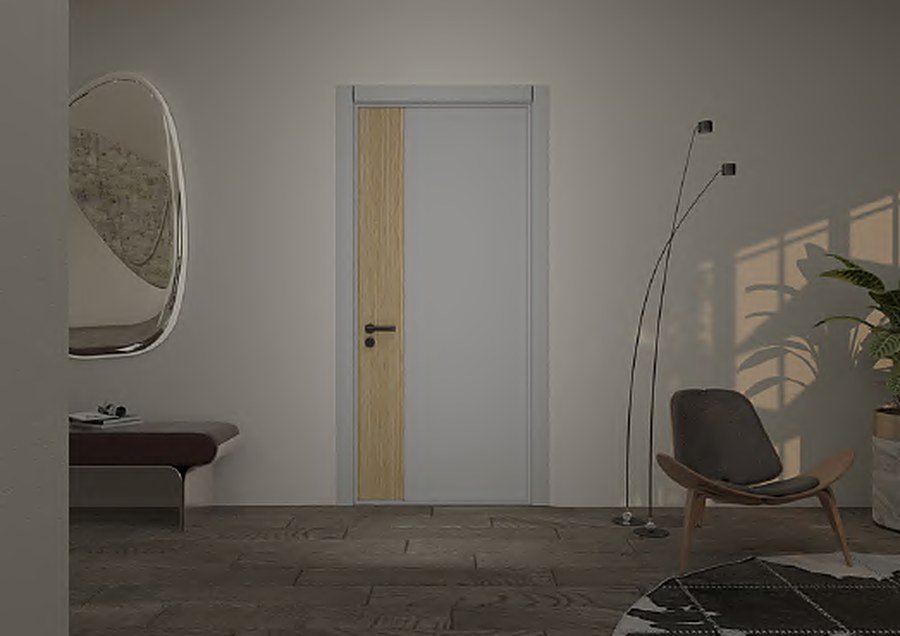 Dark grey horizontal-stripe door