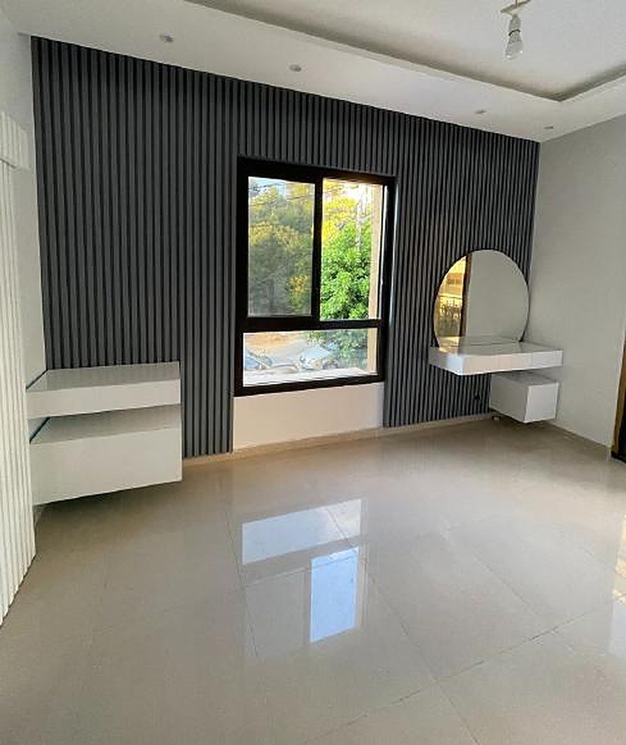 Solid oak dining table with metal-frame benches